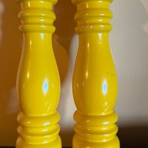 Vintage Made in Japan - Tall Yellow Ceramic Salt and Peppper Shakers